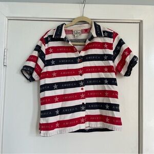 Vintage TanTrums short sleeve button up shirt America red white blue stripe star